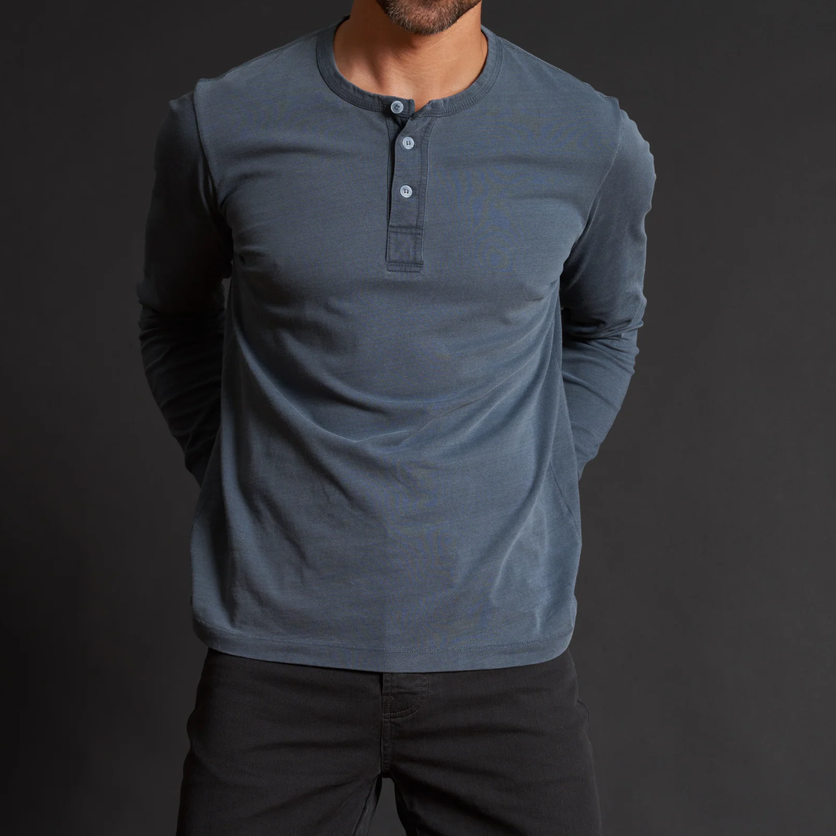 Long Sleeve Henley Mens Top