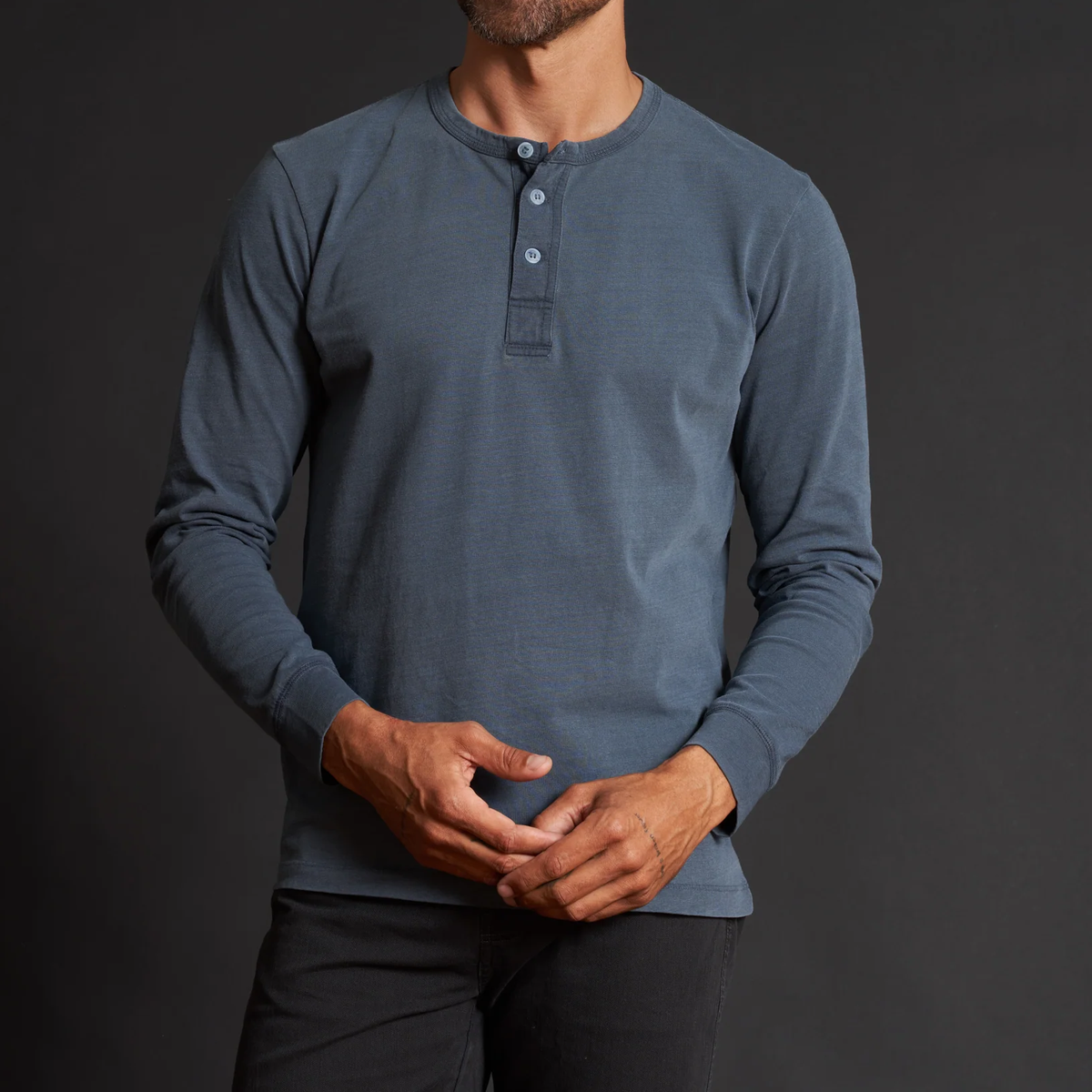 Long Sleeve Henley Mens Top